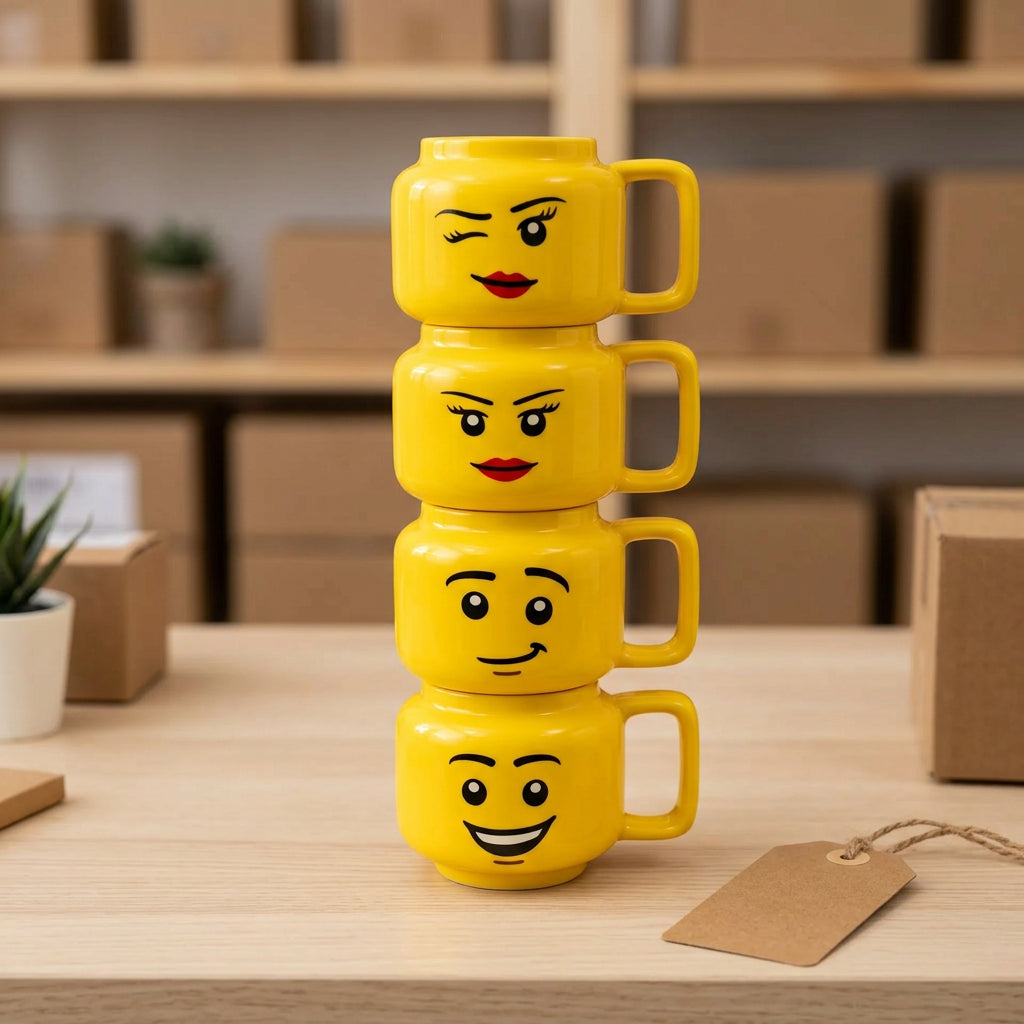 Taza Cerámica Smiley Face con Asa Expresiva